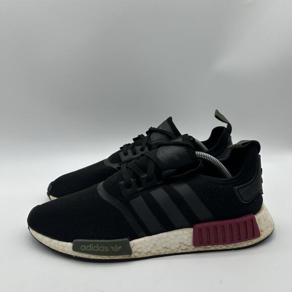 Men Size 11.5 Adidas Nmd R1 Core Black Collegiate Burgundy Athletic Shoe BB7791 - Picture 3 of 8
